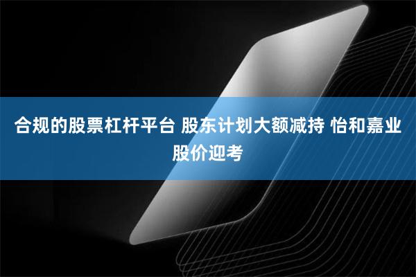 合规的股票杠杆平台 股东计划大额减持 怡和嘉业股价迎考