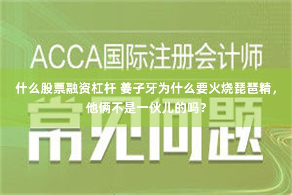 什么股票融资杠杆 姜子牙为什么要火烧琵琶精，他俩不是一伙儿的吗？